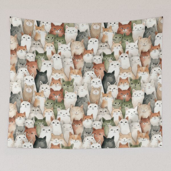 Item preview, Adorable Watercolor Cats designed and sold by VintageFlorals.