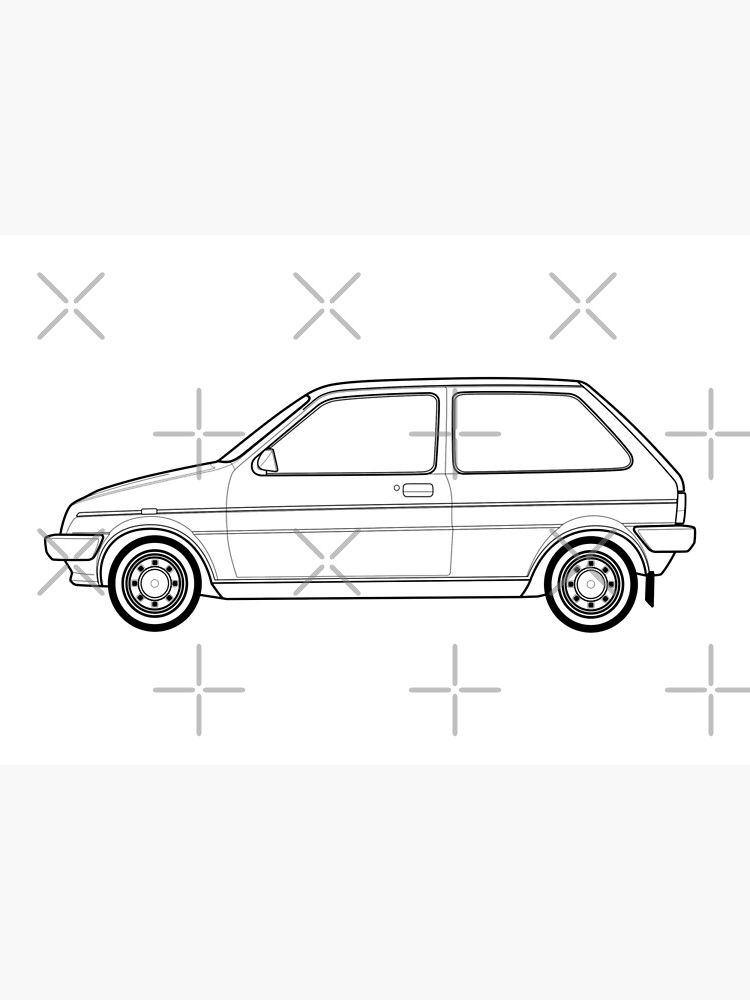  austin mini metro outline drawing metal print by rjwautographics
