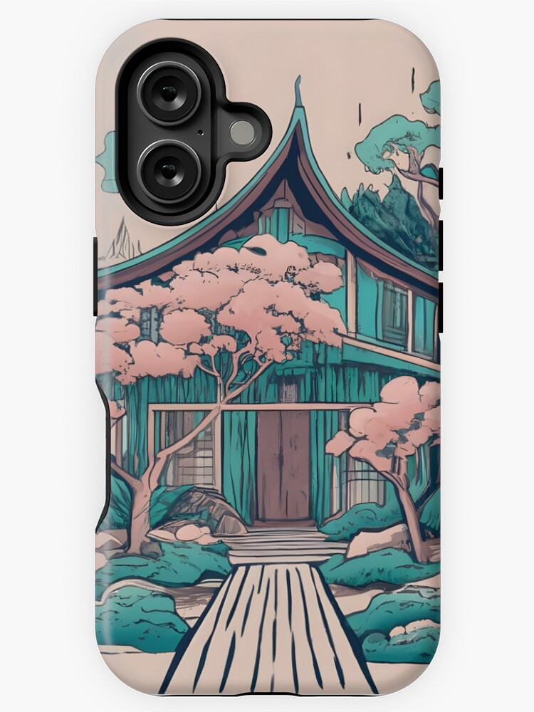 Thumbnail 1 of 4, iPhone Case, Old Traditional Thailand house Baan, minimalistic ink drawing designed and sold by Patricks-Art.