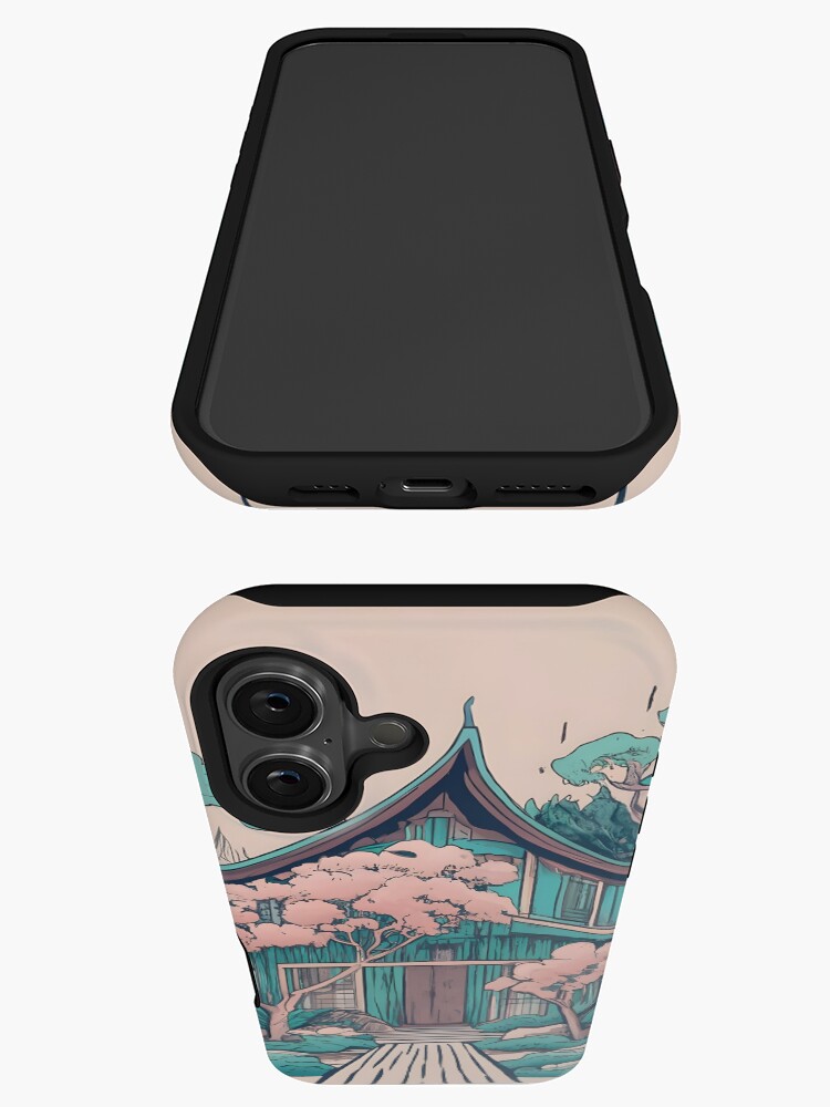 Thumbnail 3 of 4, iPhone Case, Old Traditional Thailand house Baan, minimalistic ink drawing designed and sold by Patricks-Art.
