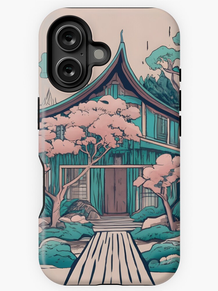 Thumbnail 1 of 4, iPhone Case, Old Traditional Thailand house Baan, minimalistic ink drawing designed and sold by Patricks-Art.
