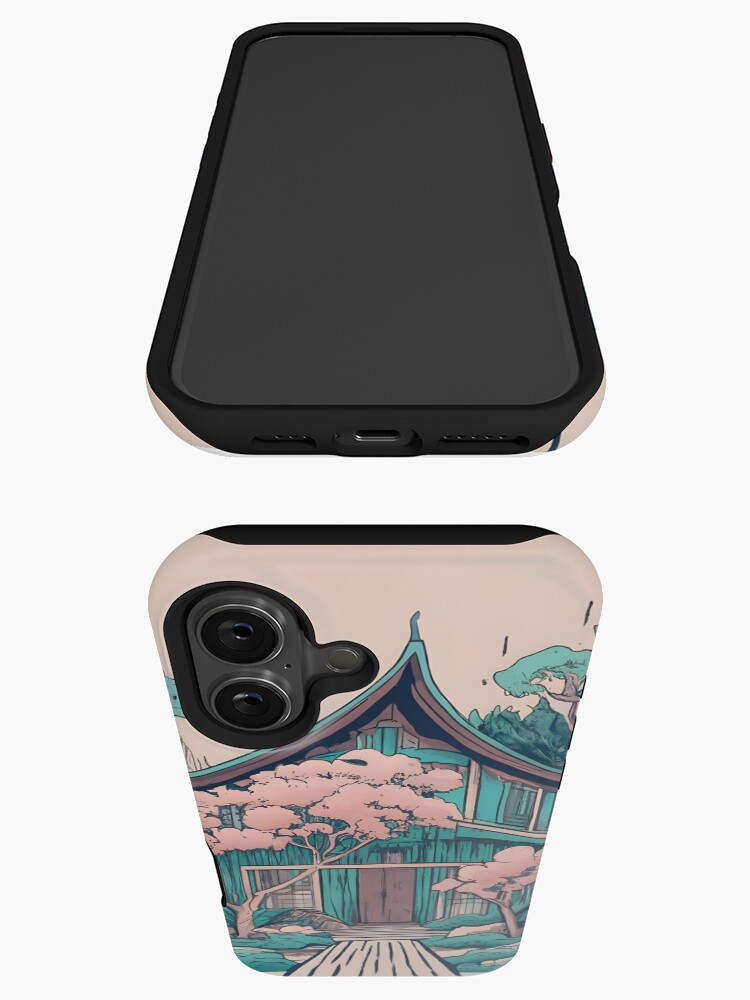 Thumbnail 3 of 4, iPhone Case, Old Traditional Thailand house Baan, minimalistic ink drawing designed and sold by Patricks-Art.