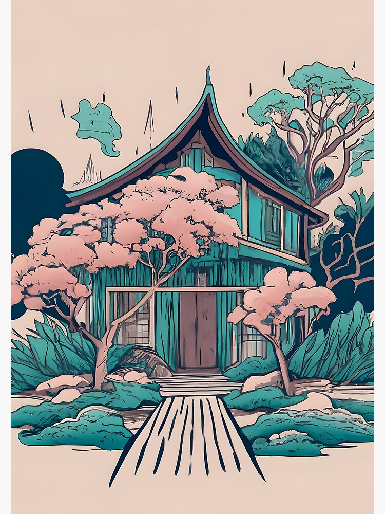 Thumbnail 3 of 3, Journal, Old Traditional Thailand house Baan, minimalistic ink drawing designed and sold by Patricks-Art.