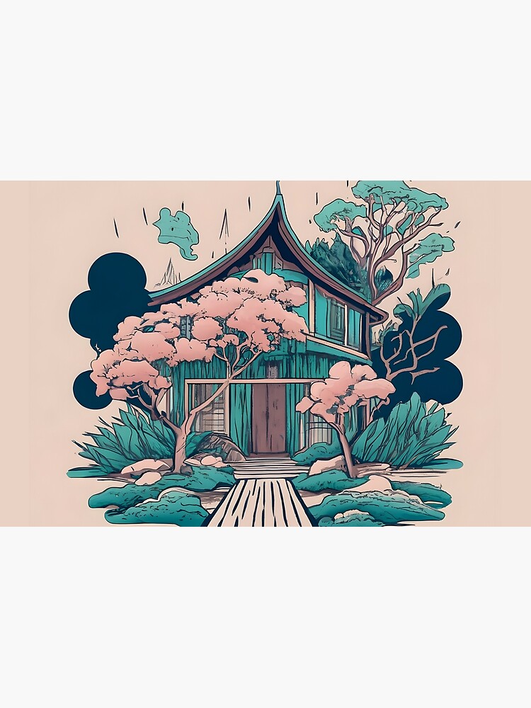 Thumbnail 2 of 2, Laptop Skin, Old Traditional Thailand house Baan, minimalistic ink drawing designed and sold by Patricks-Art.