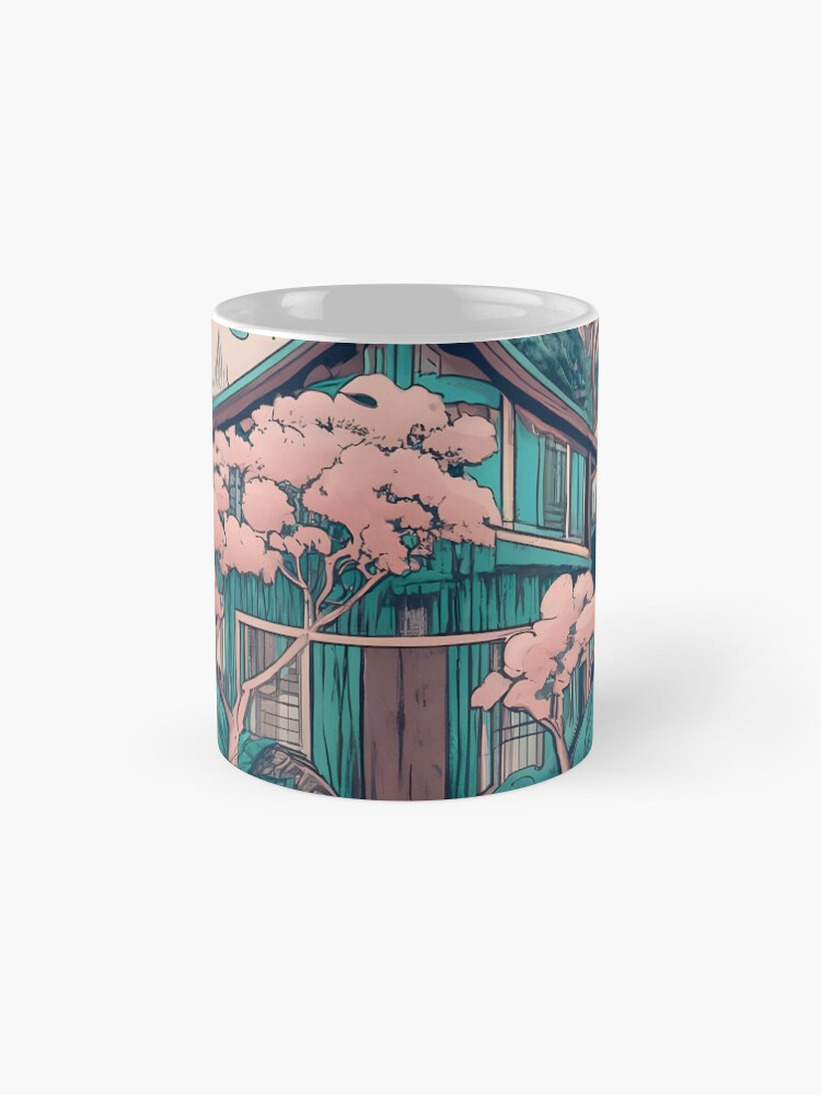 Thumbnail 4 of 6, Coffee Mug, Old Traditional Thailand house Baan, minimalistic ink drawing designed and sold by Patricks-Art.