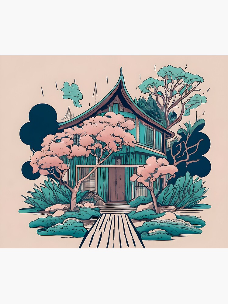 Thumbnail 5 of 5, Mouse Pad, Old Traditional Thailand house Baan, minimalistic ink drawing designed and sold by Patricks-Art.