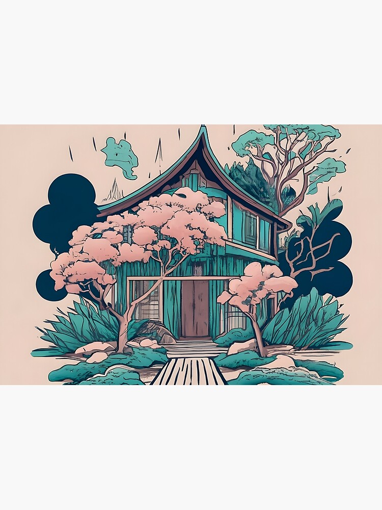 Thumbnail 3 of 3, Journal, Old Traditional Thailand house Baan, minimalistic ink drawing designed and sold by Patricks-Art.
