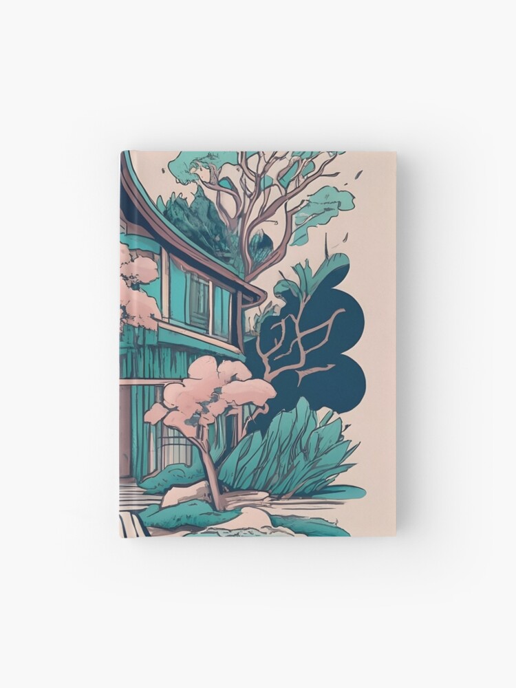 Thumbnail 1 of 3, Journal, Old Traditional Thailand house Baan, minimalistic ink drawing designed and sold by Patricks-Art.