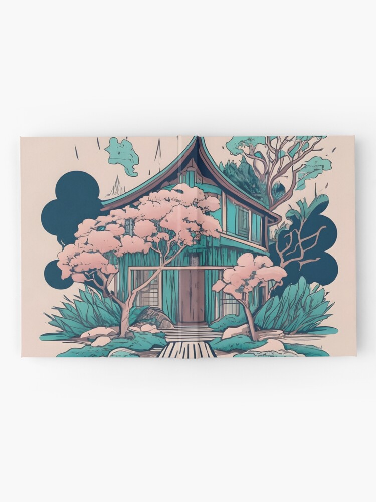 Thumbnail 2 of 3, Journal, Old Traditional Thailand house Baan, minimalistic ink drawing designed and sold by Patricks-Art.