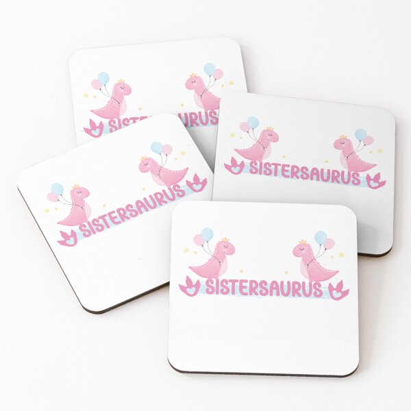 Item preview, Sistersaurus Cute Pink Dinosaurs with Colorful Balloons designed and sold by CastielloDesign.