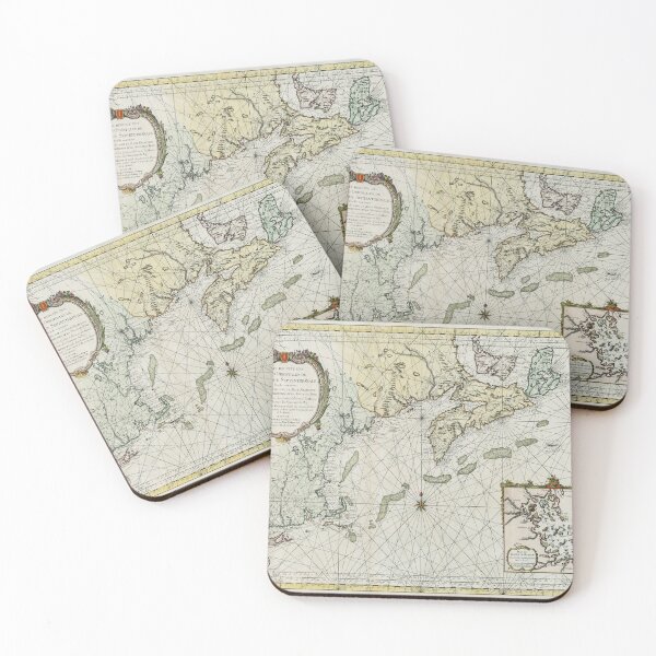 Item preview, Vintage New England to Canada Coastal Map (1757) designed and sold by BravuraMedia.