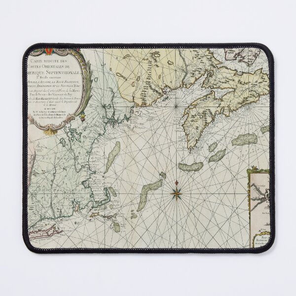 Item preview, Vintage New England to Canada Coastal Map (1757) designed and sold by BravuraMedia.