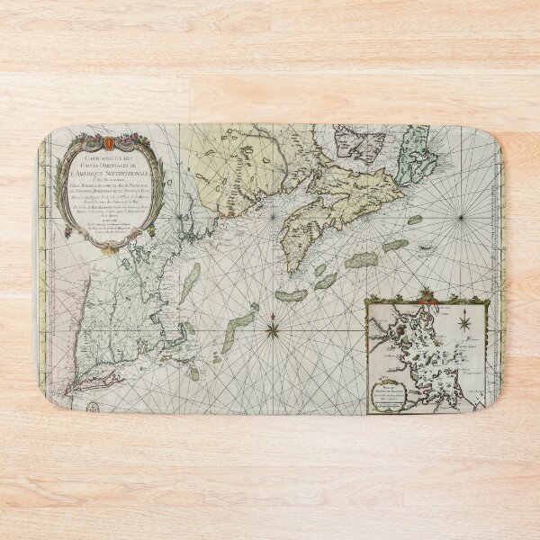Item preview, Vintage New England to Canada Coastal Map (1757) designed and sold by BravuraMedia.