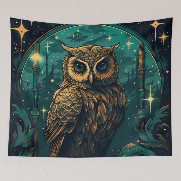 Artikelvorschau, Gothic Owl Lovers Dunkelblaue Sternennacht entworfen und verkauft von AwakenedSoul.