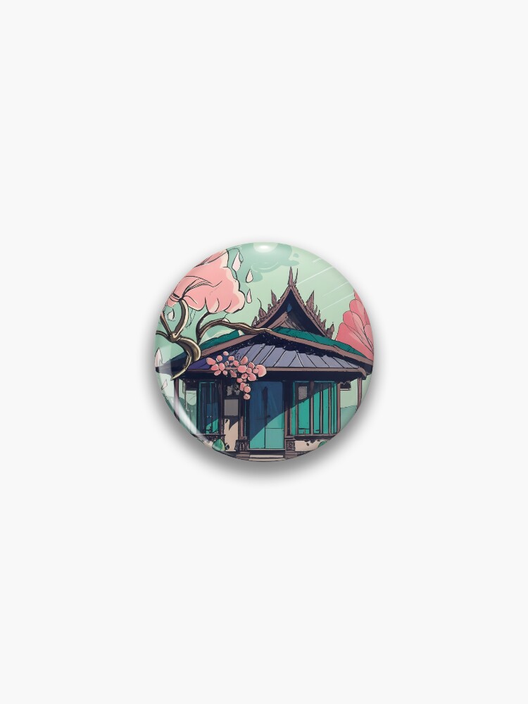 Thumbnail 1 of 3, Pin, Old Traditional Thailand house Baan Drawing designed and sold by Patricks-Art.