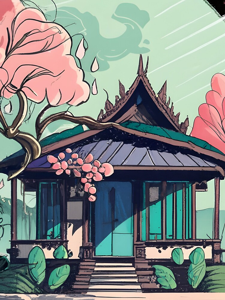 Thumbnail 5 of 5, iPhone Case, Old Traditional Thailand house Baan Drawing designed and sold by Patricks-Art.