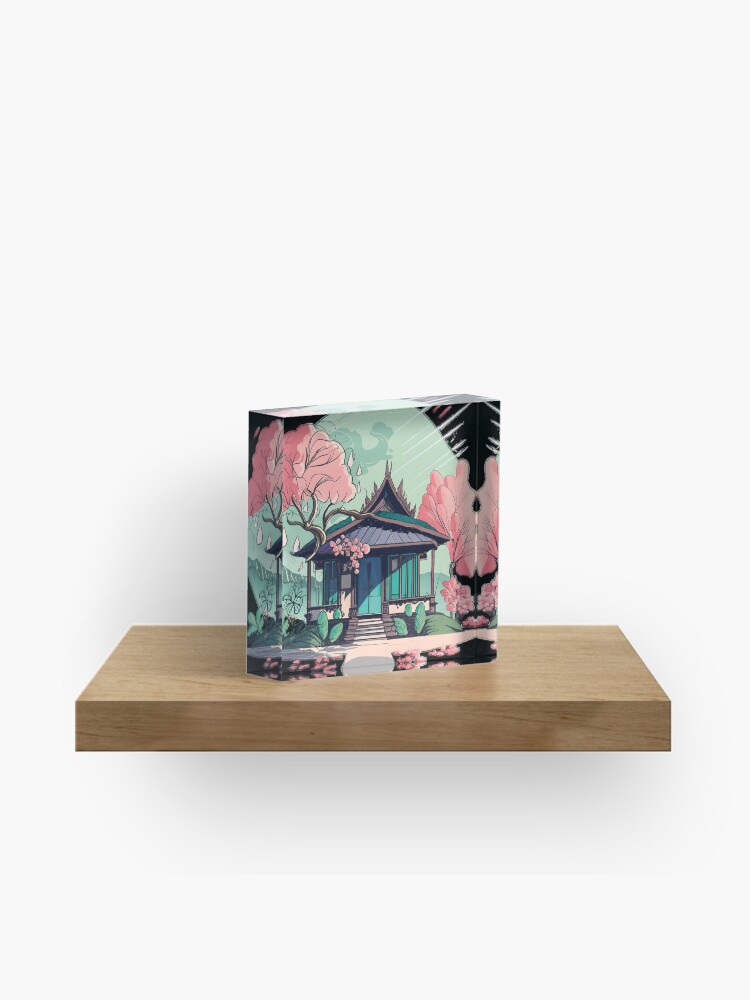Thumbnail 1 of 5, Acrylic Block, Old Traditional Thailand house Baan Drawing designed and sold by Patricks-Art.