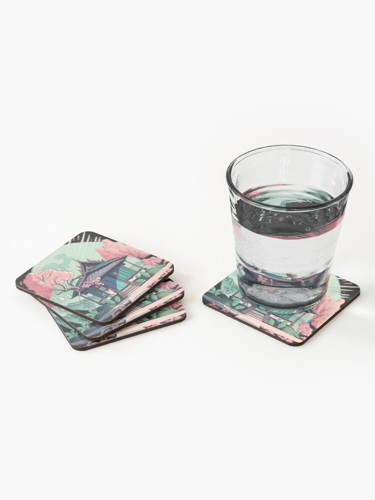 Thumbnail 2 of 5, Coasters (Set of 4), Old Traditional Thailand house Baan Drawing designed and sold by Patricks-Art.