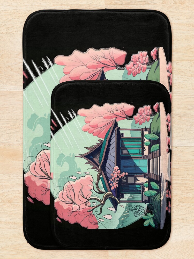 Thumbnail 5 of 6, Bath Mat, Old Traditional Thailand house Baan Drawing designed and sold by Patricks-Art.