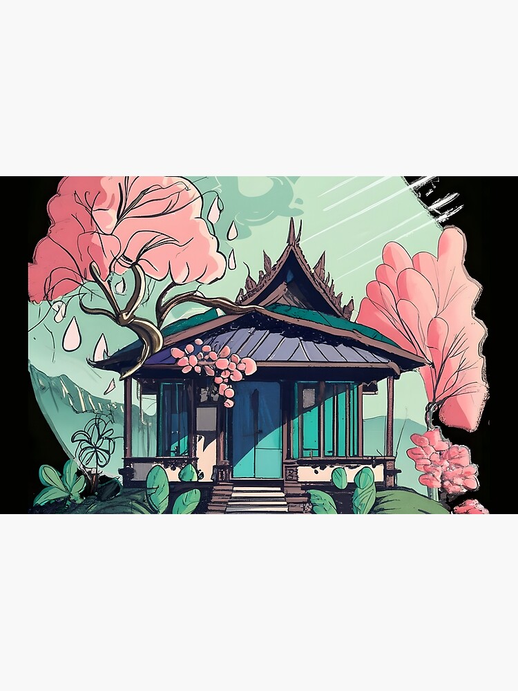 Thumbnail 2 of 2, Laptop Sleeve, Old Traditional Thailand house Baan Drawing designed and sold by Patricks-Art.