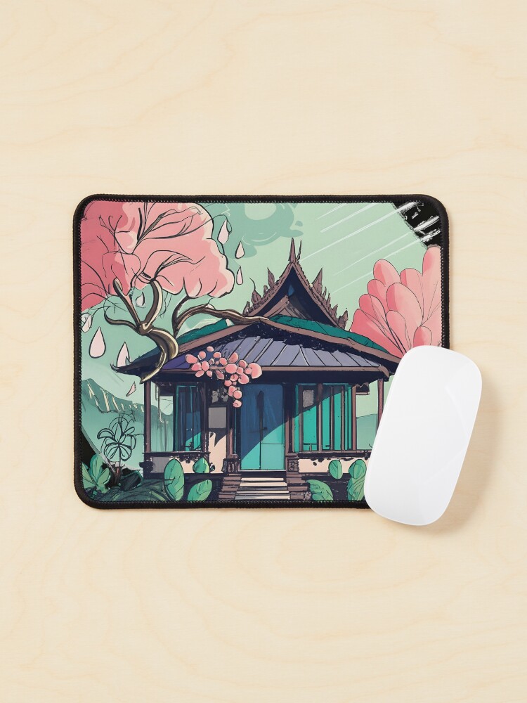 Thumbnail 1 of 5, Mouse Pad, Old Traditional Thailand house Baan Drawing designed and sold by Patricks-Art.