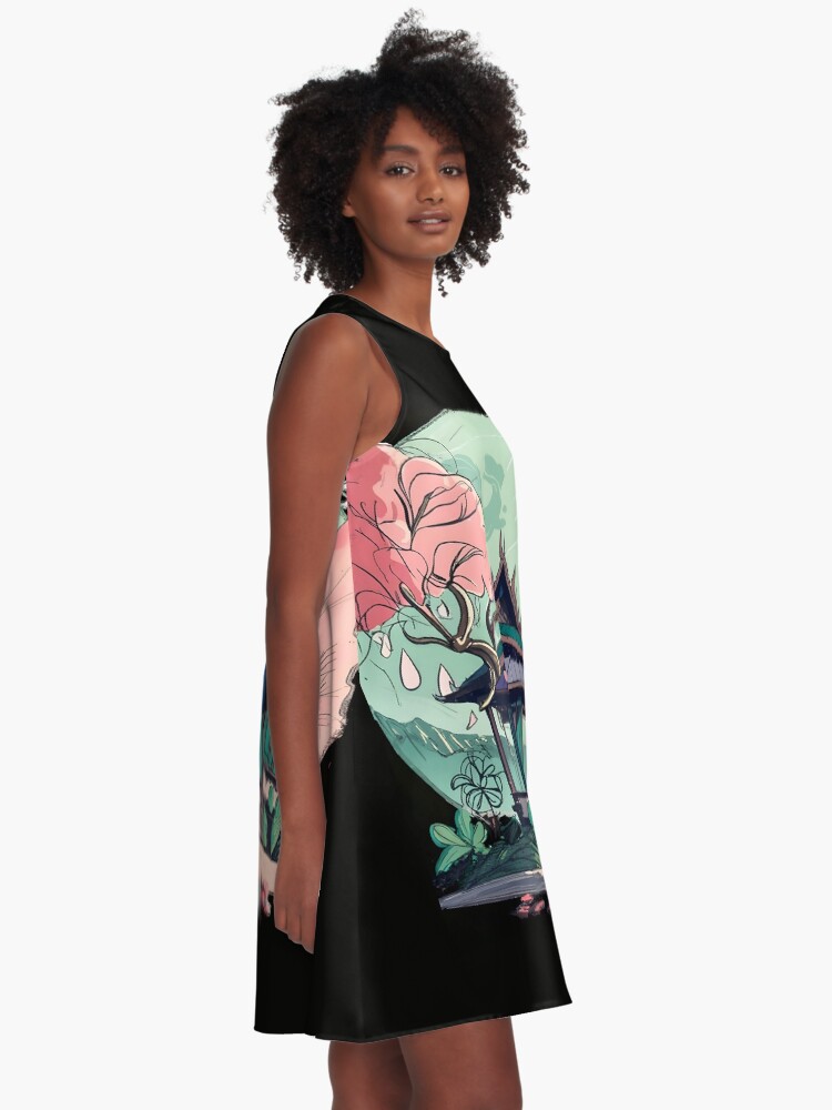 Thumbnail 2 of 4, A-Line Dress, Old Traditional Thailand house Baan Drawing designed and sold by Patricks-Art.