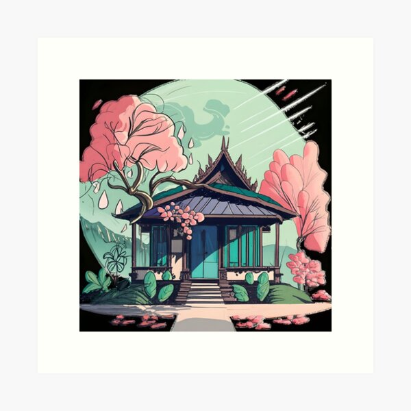 Item preview, Old Traditional Thailand house Baan Drawing designed and sold by Patricks-Art.