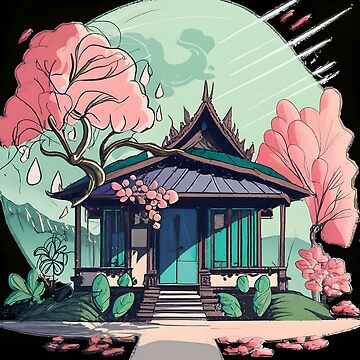 Artwork thumbnail, Old Traditional Thailand house Baan Drawing by Patricks-Art