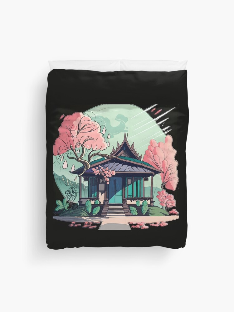 Thumbnail 1 of 2, Duvet Cover, Old Traditional Thailand house Baan Drawing designed and sold by Patricks-Art.