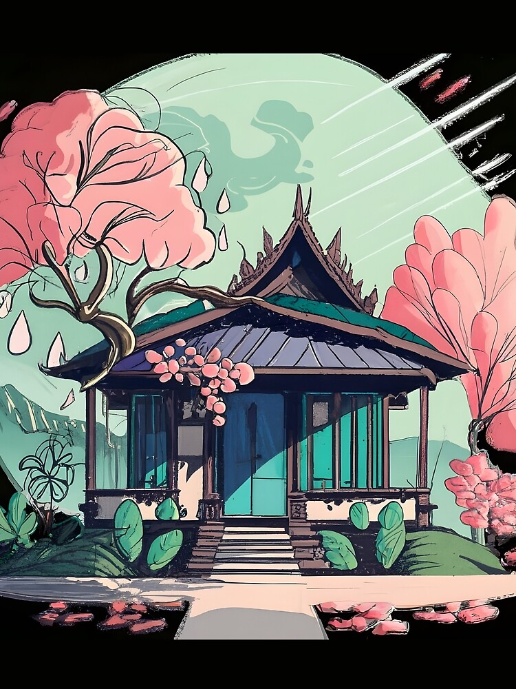 Thumbnail 5 of 5, Graphic T-Shirt, Old Traditional Thailand house Baan Drawing designed and sold by Patricks-Art.