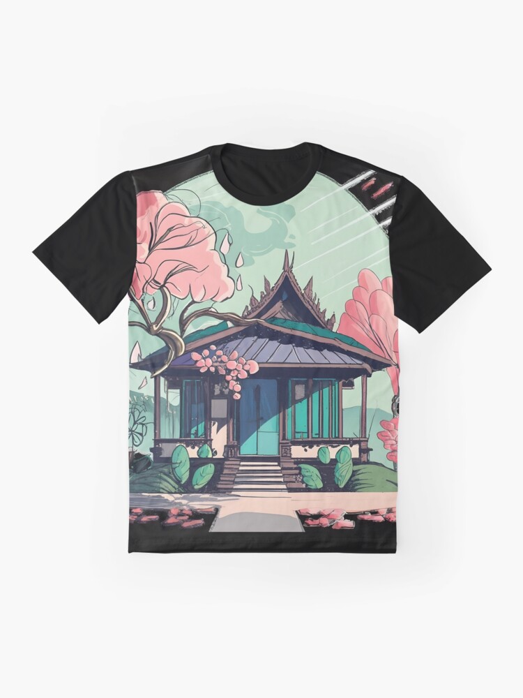 Thumbnail 4 of 5, Graphic T-Shirt, Old Traditional Thailand house Baan Drawing designed and sold by Patricks-Art.
