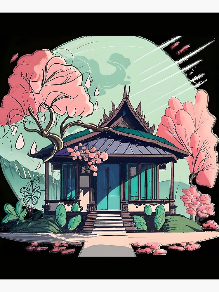 Thumbnail 6 of 6, Apron, Old Traditional Thailand house Baan Drawing designed and sold by Patricks-Art.