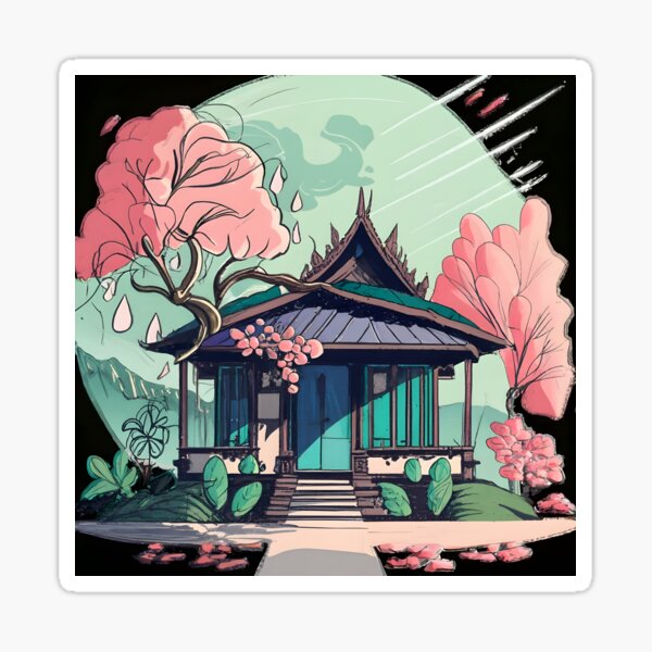 Item preview, Old Traditional Thailand house Baan Drawing designed and sold by Patricks-Art.