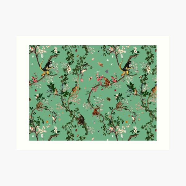 Monkey World Green Art Print