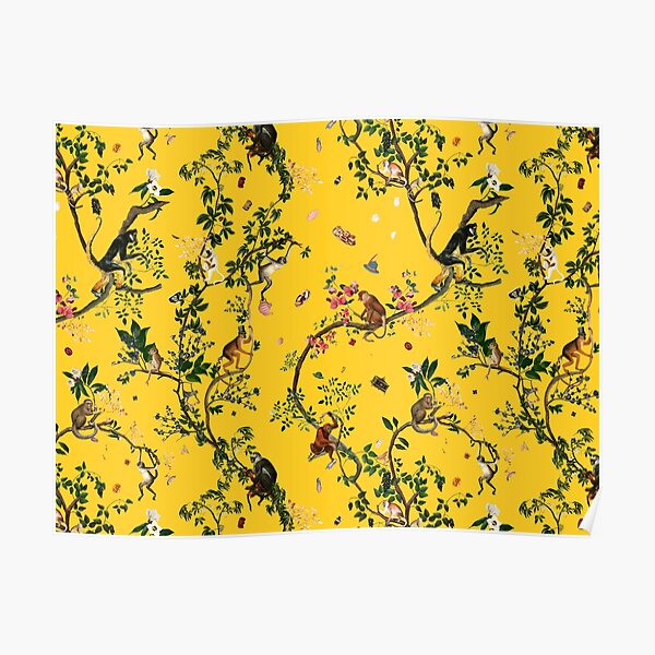 Monkey World Yellow Poster