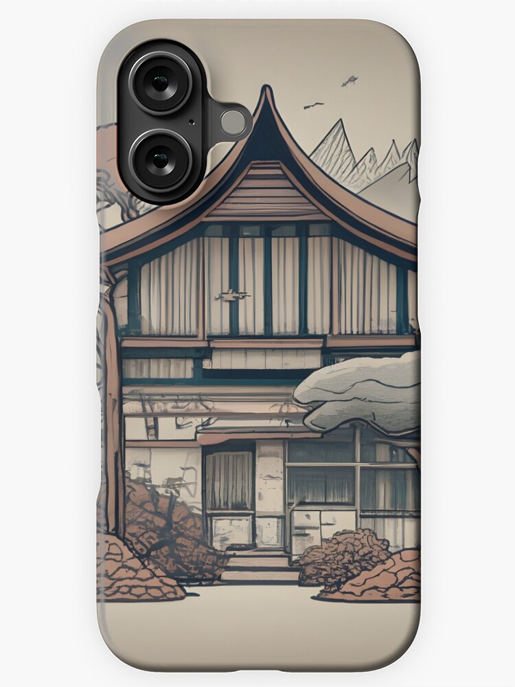 Thumbnail 1 of 4, iPhone Case, Old Traditional Indonesia house Rumah Adat, minimalistic ink drawing designed and sold by Patricks-Art.
