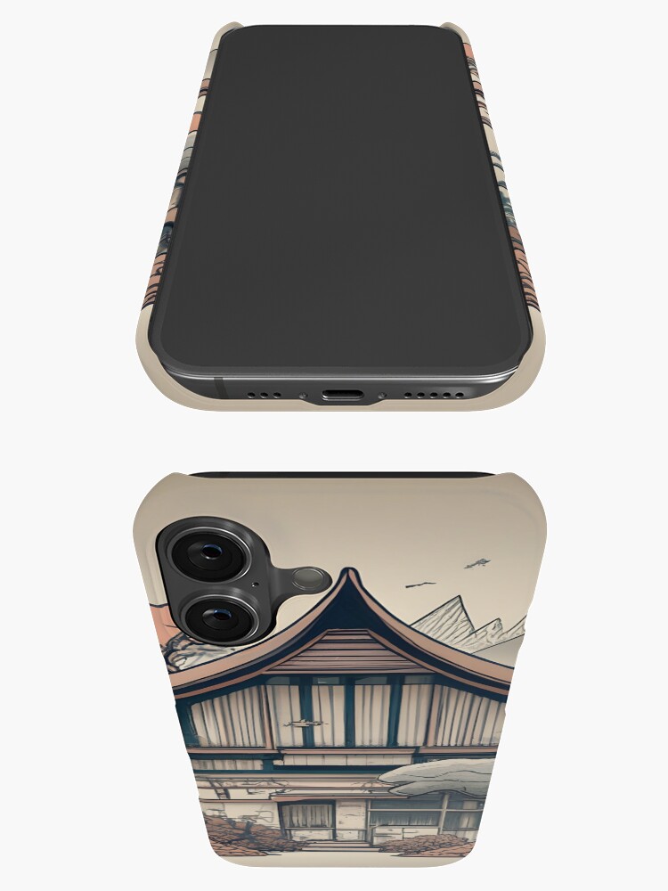 Thumbnail 3 of 4, iPhone Case, Old Traditional Indonesia house Rumah Adat, minimalistic ink drawing designed and sold by Patricks-Art.