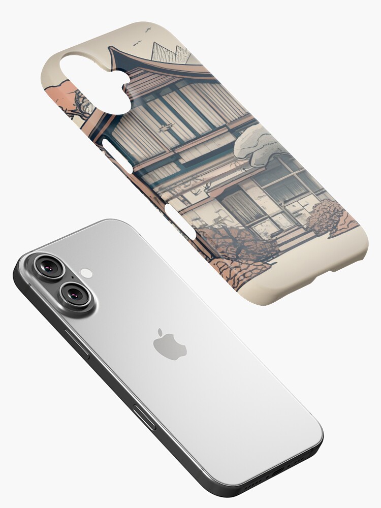 Thumbnail 2 of 4, iPhone Case, Old Traditional Indonesia house Rumah Adat, minimalistic ink drawing designed and sold by Patricks-Art.