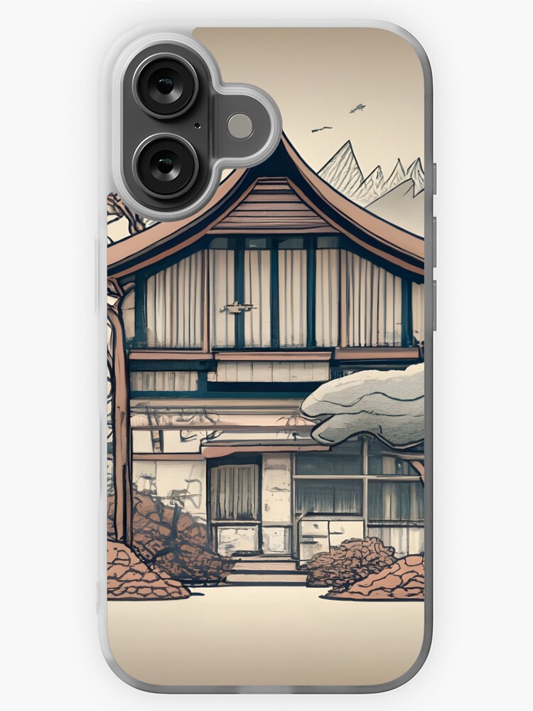 Thumbnail 1 of 5, iPhone Case, Old Traditional Indonesia house Rumah Adat, minimalistic ink drawing designed and sold by Patricks-Art.