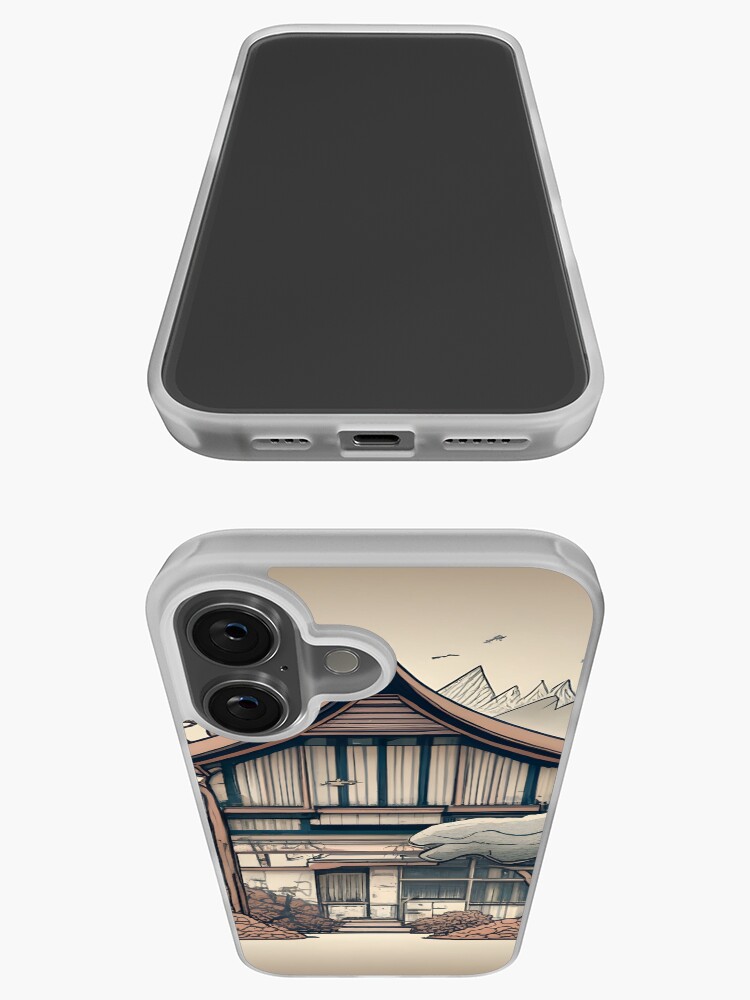 Thumbnail 3 of 5, iPhone Case, Old Traditional Indonesia house Rumah Adat, minimalistic ink drawing designed and sold by Patricks-Art.