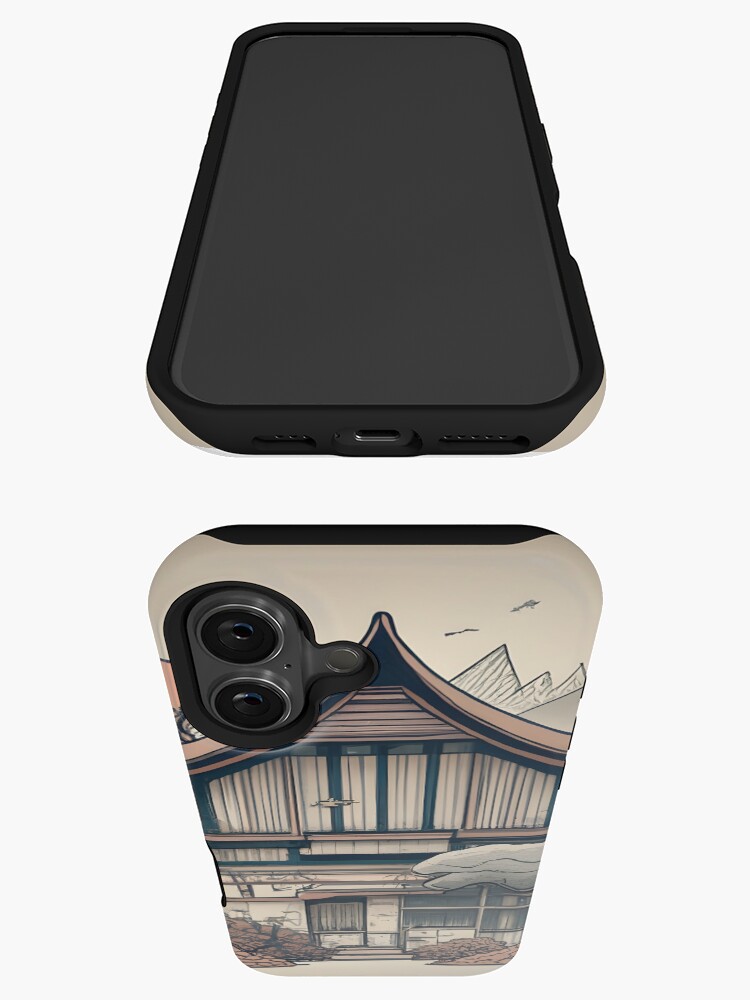 Thumbnail 3 of 4, iPhone Case, Old Traditional Indonesia house Rumah Adat, minimalistic ink drawing designed and sold by Patricks-Art.