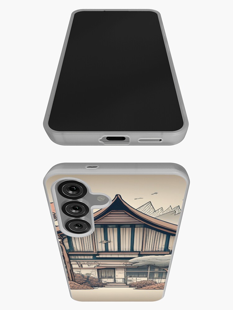 Thumbnail 3 of 4, Samsung Galaxy Phone Case, Old Traditional Indonesia house Rumah Adat, minimalistic ink drawing designed and sold by Patricks-Art.