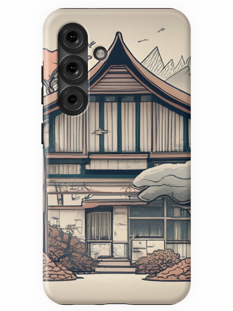 Thumbnail 1 of 4, Samsung Galaxy Phone Case, Old Traditional Indonesia house Rumah Adat, minimalistic ink drawing designed and sold by Patricks-Art.