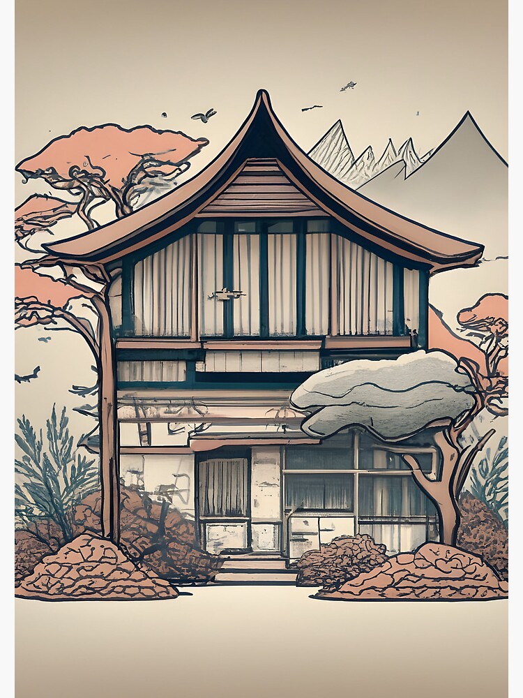 Thumbnail 3 of 3, Journal, Old Traditional Indonesia house Rumah Adat, minimalistic ink drawing designed and sold by Patricks-Art.