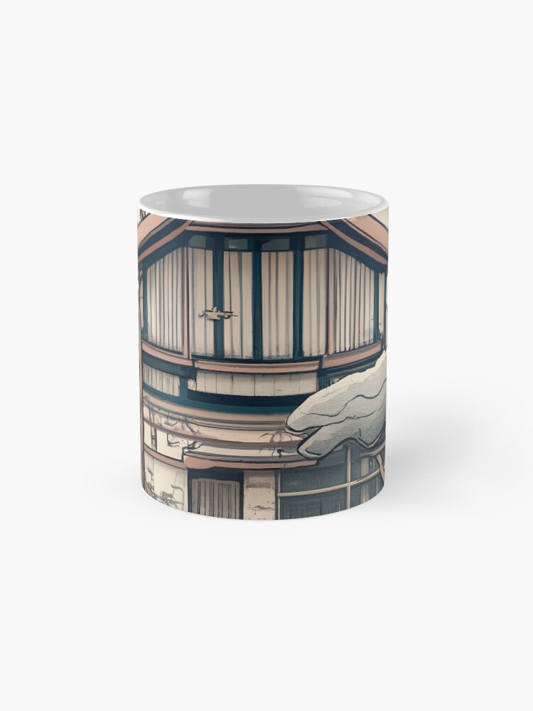 Thumbnail 4 of 6, Coffee Mug, Old Traditional Indonesia house Rumah Adat, minimalistic ink drawing designed and sold by Patricks-Art.
