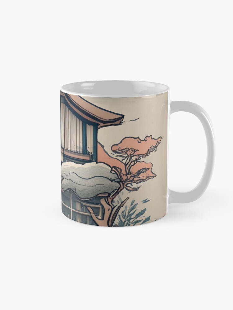 Thumbnail 5 of 6, Coffee Mug, Old Traditional Indonesia house Rumah Adat, minimalistic ink drawing designed and sold by Patricks-Art.