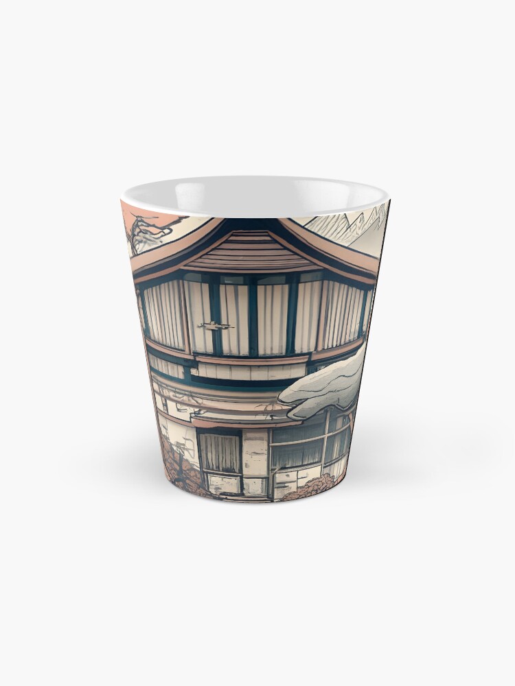 Thumbnail 2 of 4, Coffee Mug, Old Traditional Indonesia house Rumah Adat, minimalistic ink drawing designed and sold by Patricks-Art.