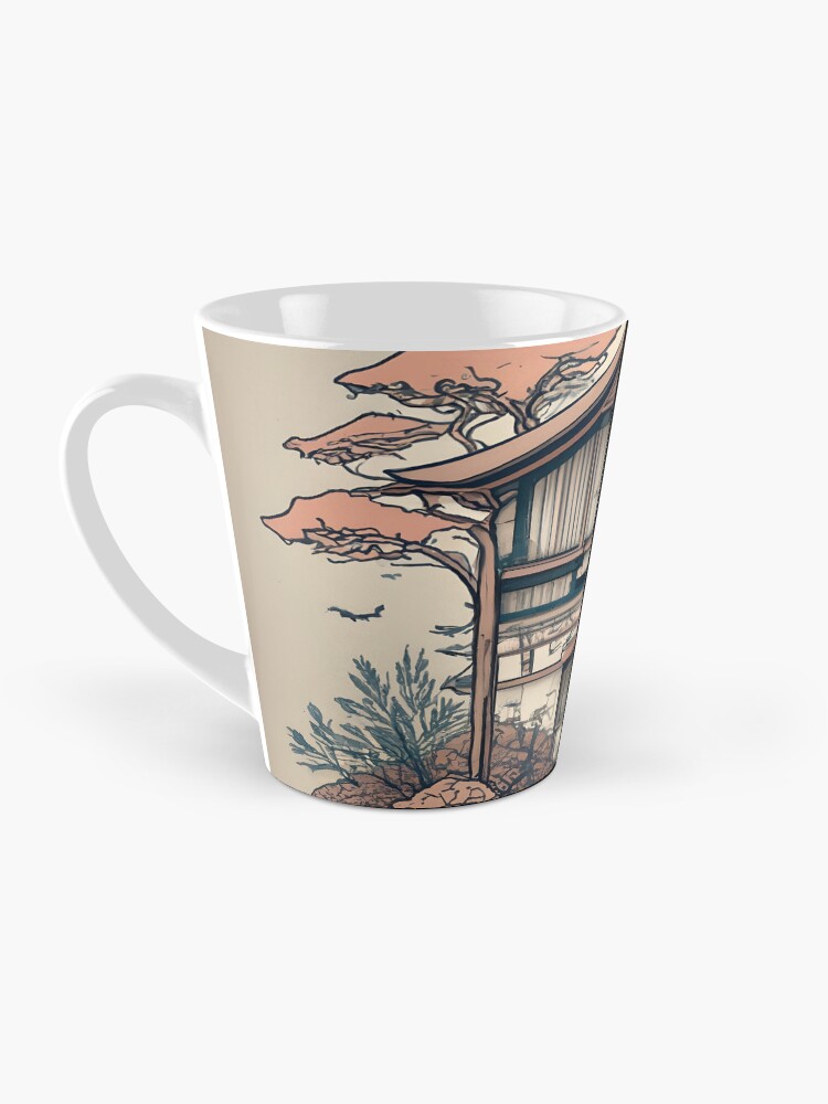 Thumbnail 3 of 4, Coffee Mug, Old Traditional Indonesia house Rumah Adat, minimalistic ink drawing designed and sold by Patricks-Art.