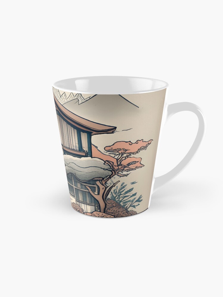 Thumbnail 1 of 4, Coffee Mug, Old Traditional Indonesia house Rumah Adat, minimalistic ink drawing designed and sold by Patricks-Art.