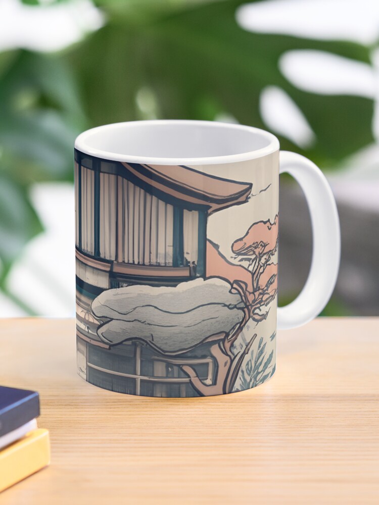 Thumbnail 1 of 6, Coffee Mug, Old Traditional Indonesia house Rumah Adat, minimalistic ink drawing designed and sold by Patricks-Art.